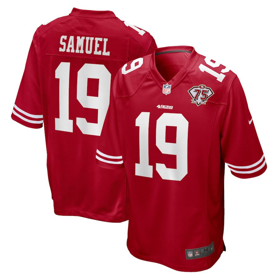 Men San Francisco 49ers #19 Deebo Samuel Nike Scarlet 75th Anniversary Game NFL Jersey
